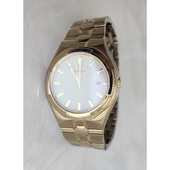 Citizen Eco-Drive Mens Watch Gold Tone E110-S008701 HSB - Picture 3 of 9